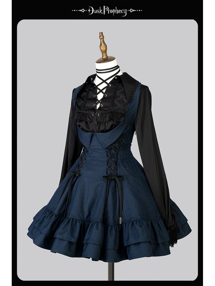 DuskProphecy - Heron - Classic Lolita Striped JSK Dress, Halter Neckline 44313:802976