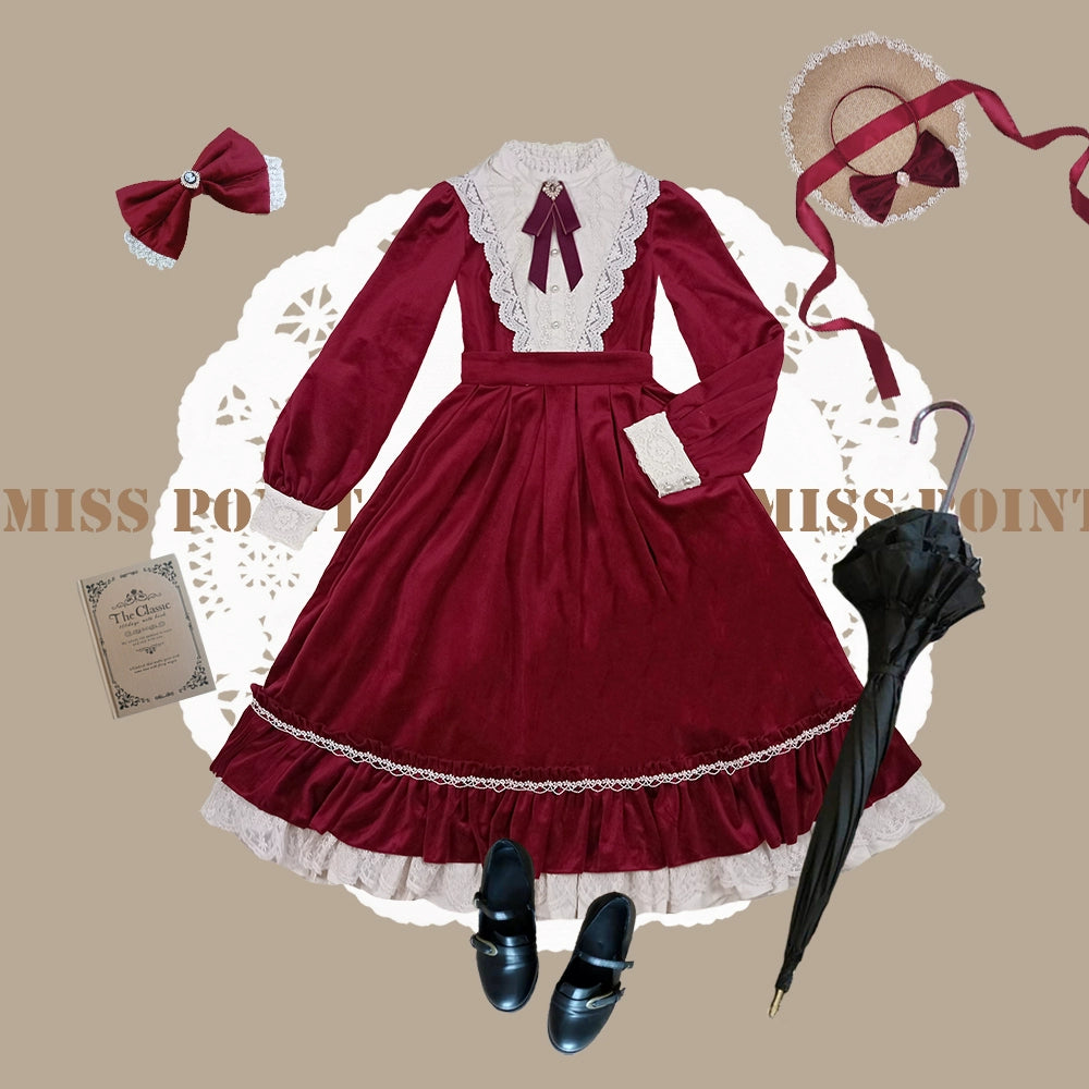 (BFM)Miss Point~Customized Lolita Dress Vintage Elegant Velvet OP Dress 32520:391702