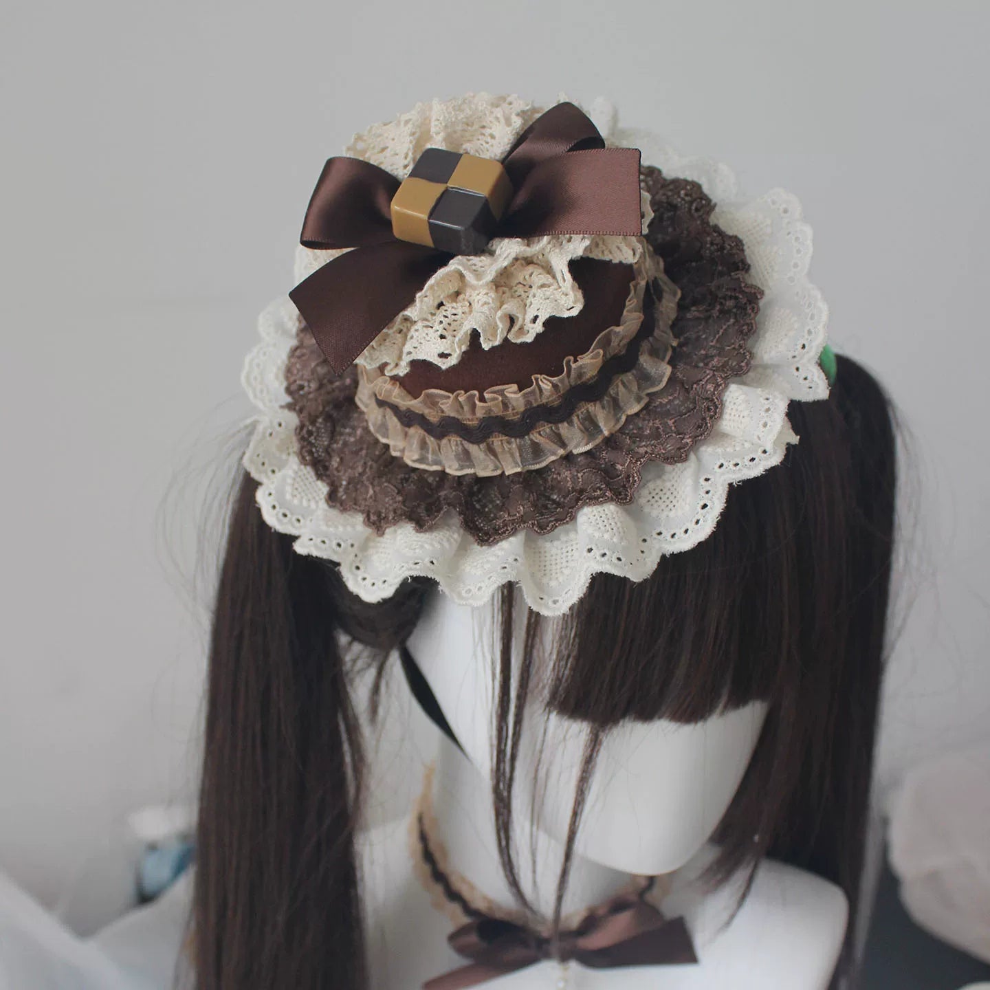Chocolate Brown Kawaii Lolita Headdress & Choker Set 45845:864834