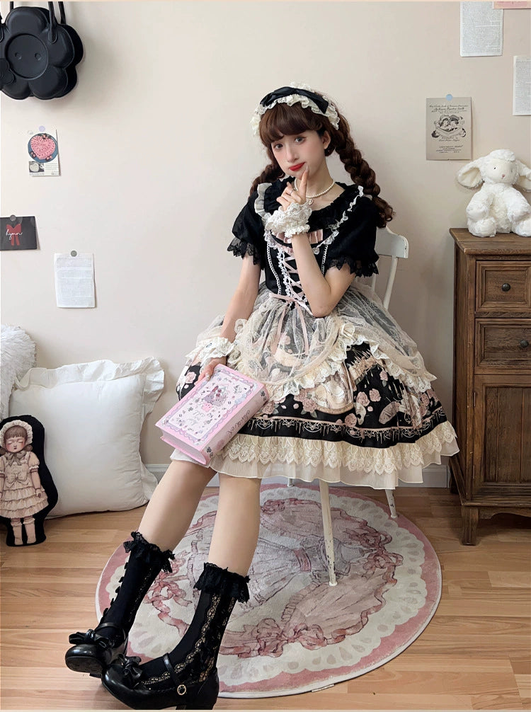 Sweet Date~Wedding Lolita Dress Bridal Elegant Retro JSK Daily Lolita Shirt   