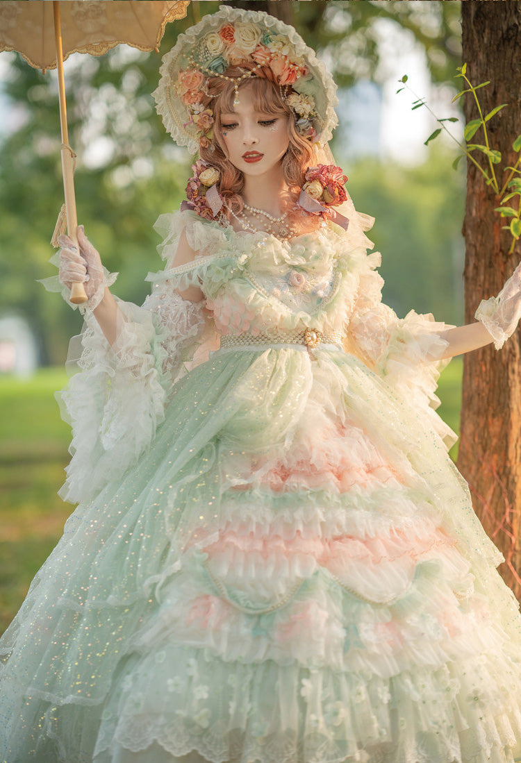 Cat Fairy~The Floating Fireflies and Dreams~Gorgeous Wedding Lolita Tea Party Dress   