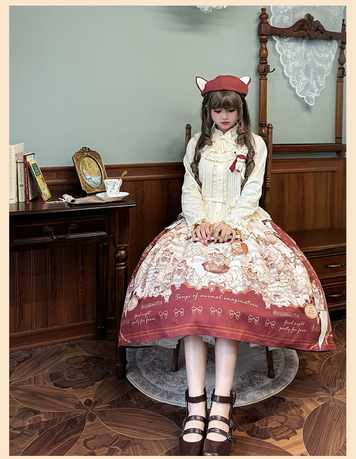 Alice Girl~Fox Band~Sweet Lolita Skirt Picture Book Style Dress