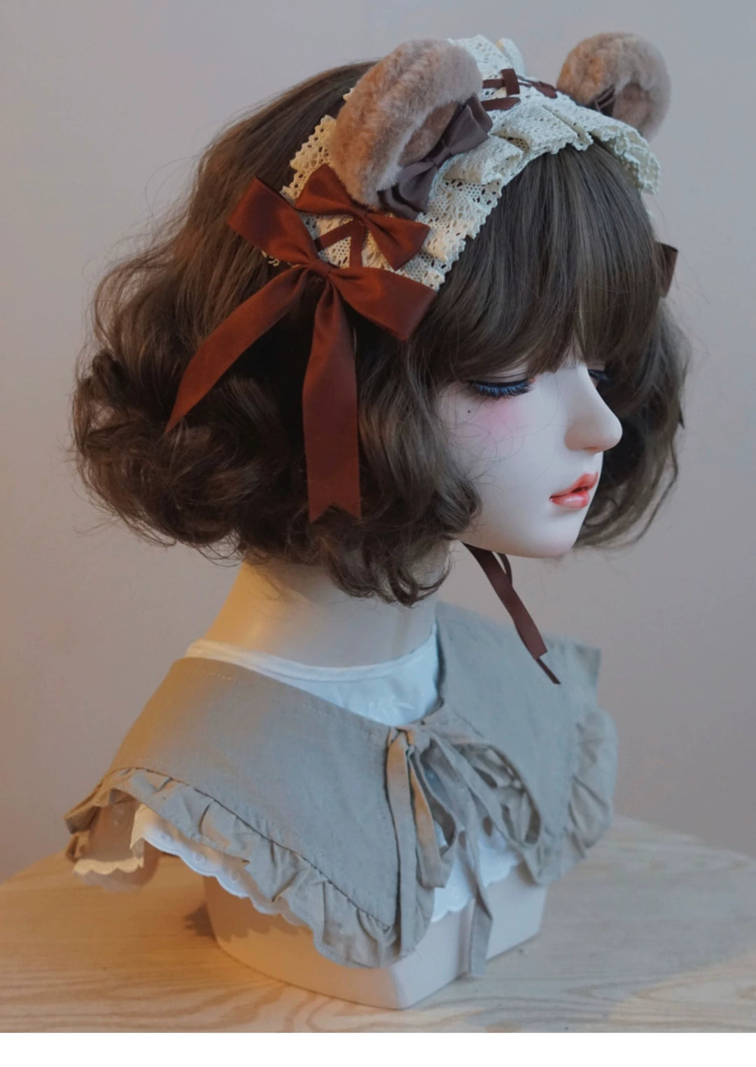 (BFM)Besozealous~Handmade Lolita KC Animal Ear Coffee Hairband   