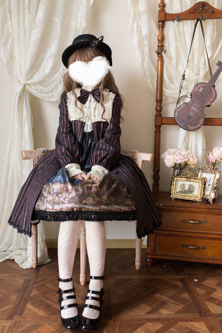 Strawberry Witch~Daily Lolita Coat Sherlock Style Lolita Coat Striped OP 34536:473240