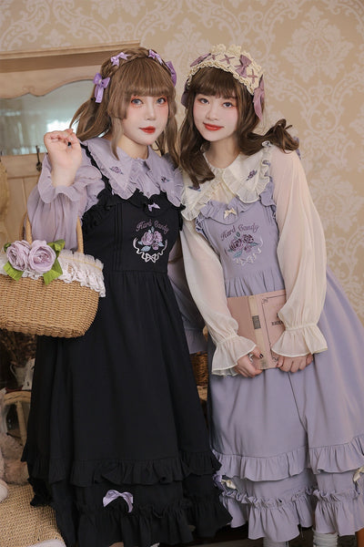 Yingtang~French Rose~Plus Size Lolita Dress Winter Lolita Sweater Set XL light purple shirt 
