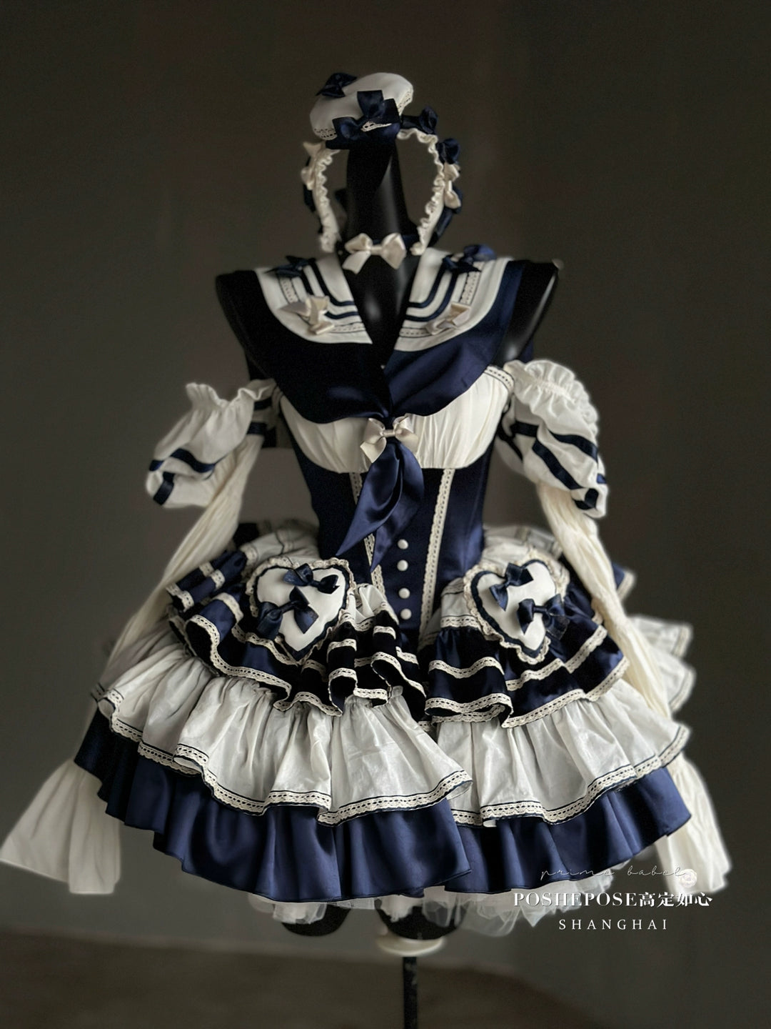 POSHEPOSE~Girl's Shore~High-End Sailor Lolita Dress Set   