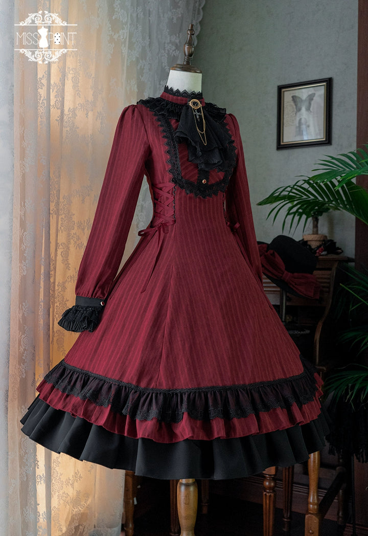 Miss Point~Perintz Manor~Gothic Lolita OP Long Sleeve Retro Lolita Dress   