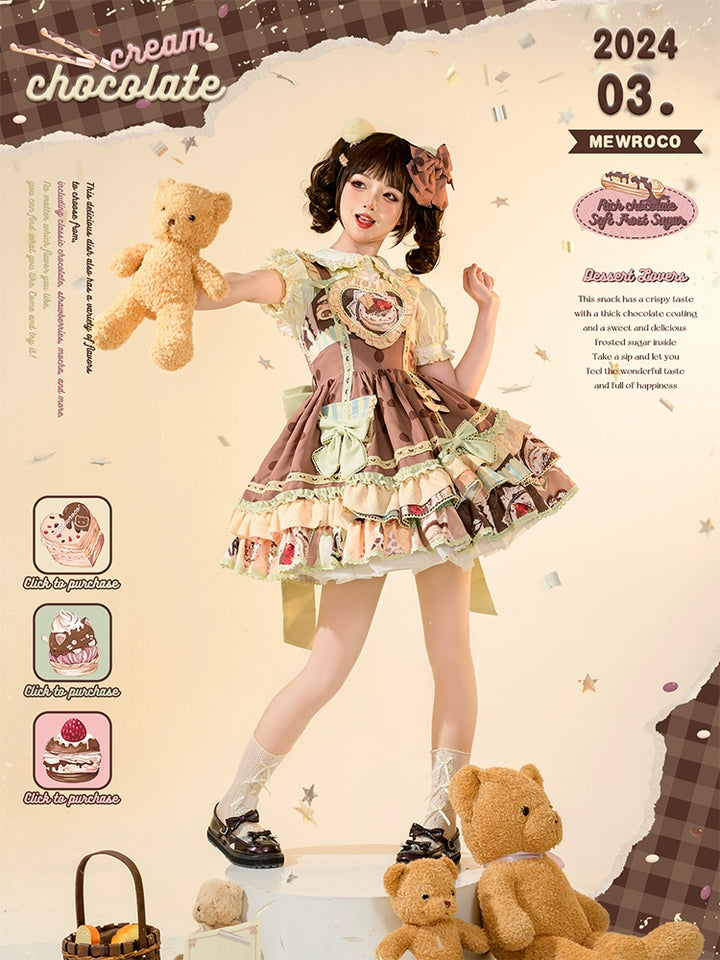 Mewroco~Cream Sugar~Sweet Lolita Flounce Hemline JSK   