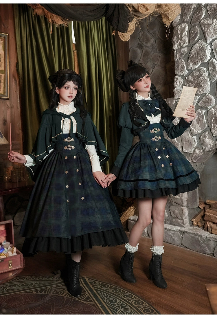 With PUJI - Berlin Souvenir - Plaid Preppy Style Lolita Bust Supporting JSK Outfit 43928:789934