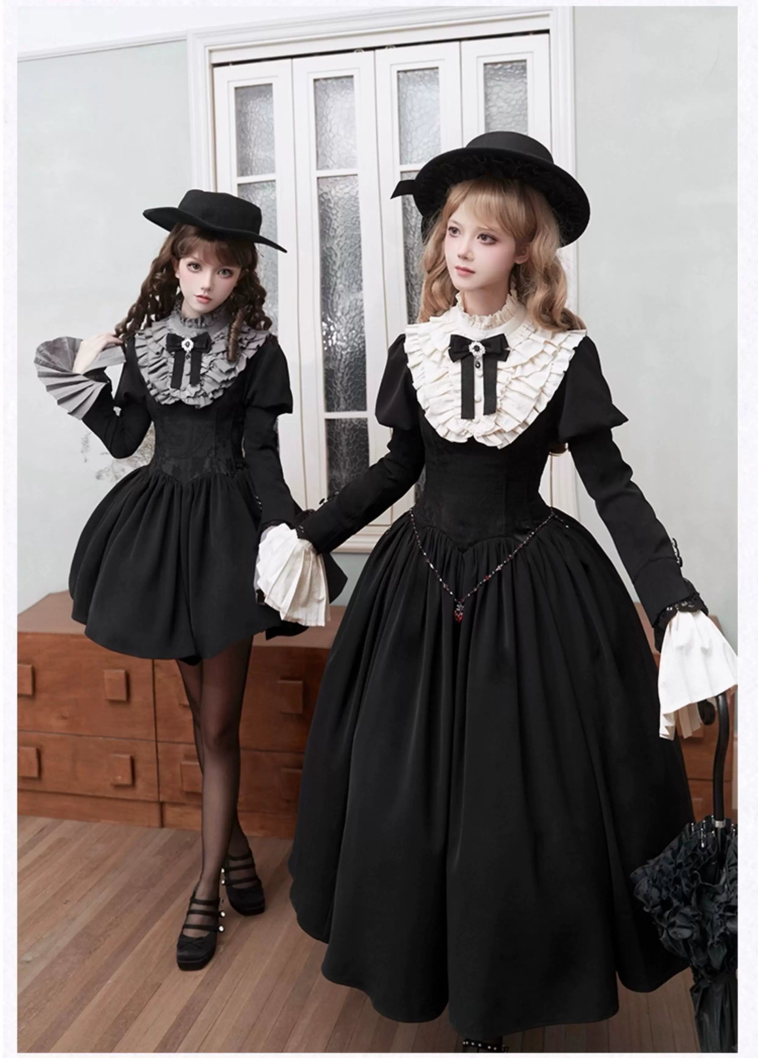 Old Covenant - Classic Lolita Jacquard OP Dress, Petal-Shaped Boned Waist