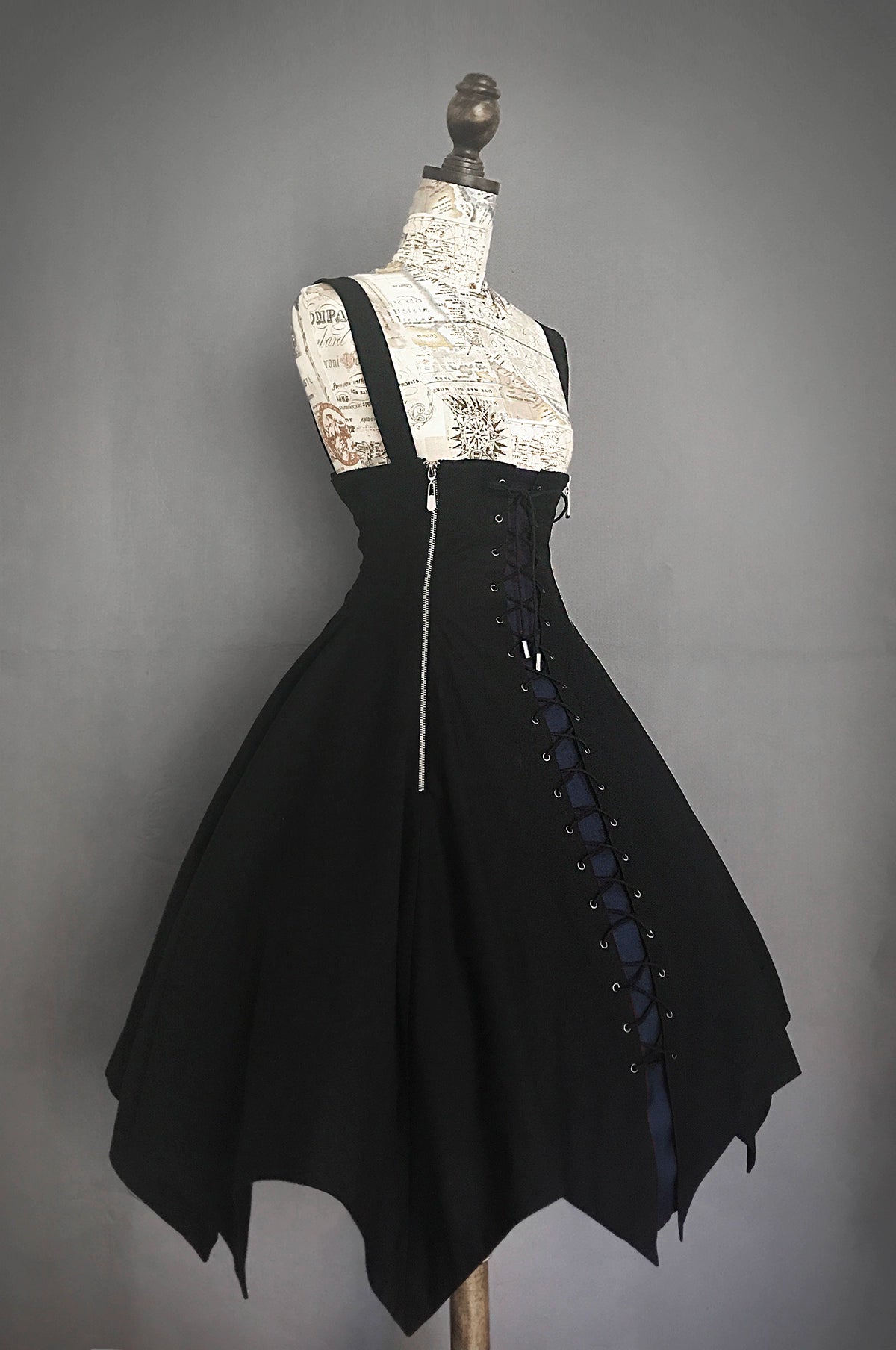 FOXTROT - FranVow - Gothic Lolita Skirt & JSK Suit Black and Blue Batwing-hem SK Only Size1