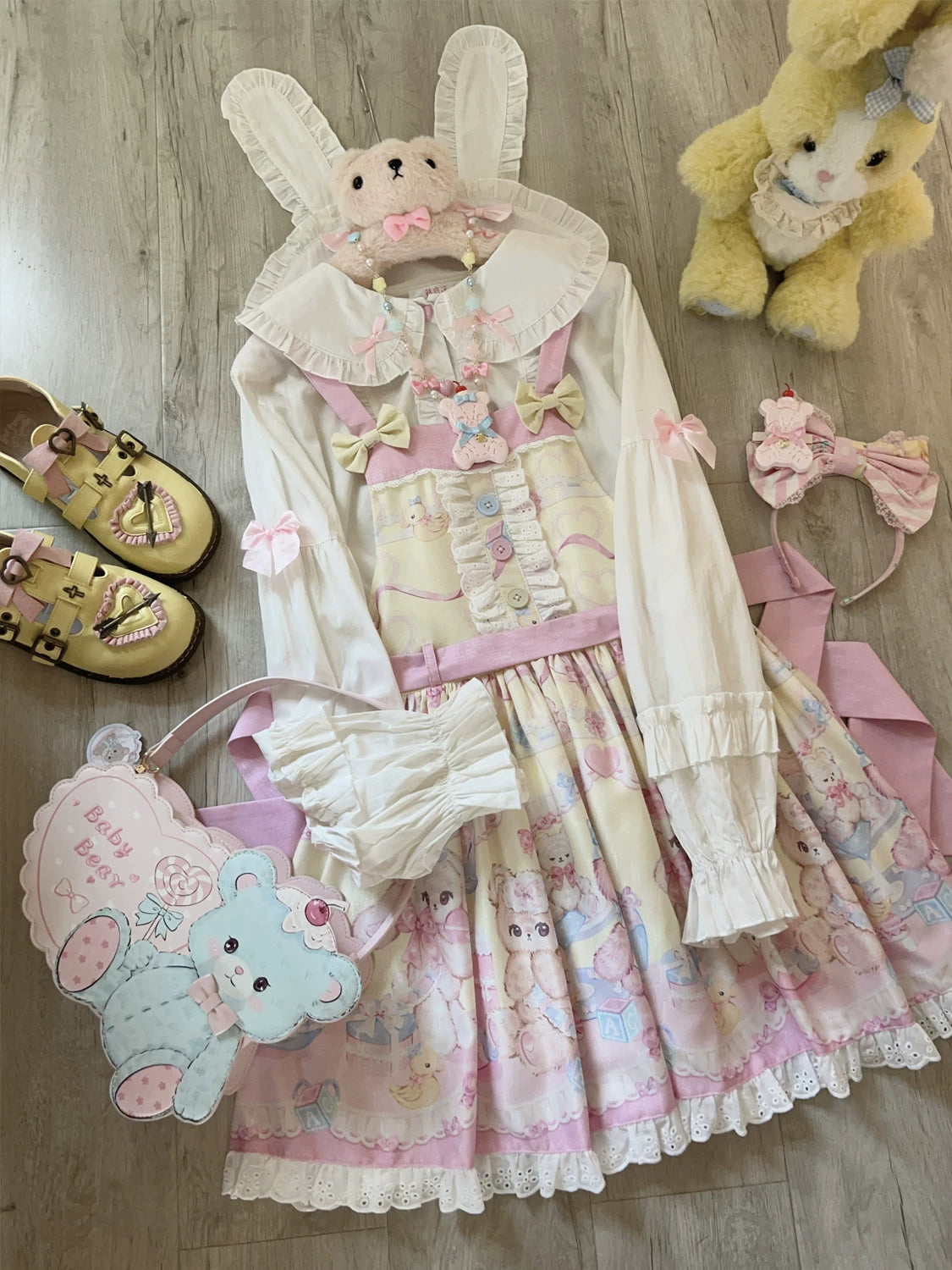 Bear Sweet - Printed Sweet Lolita Salopette Dress (L M S) 44870:829504