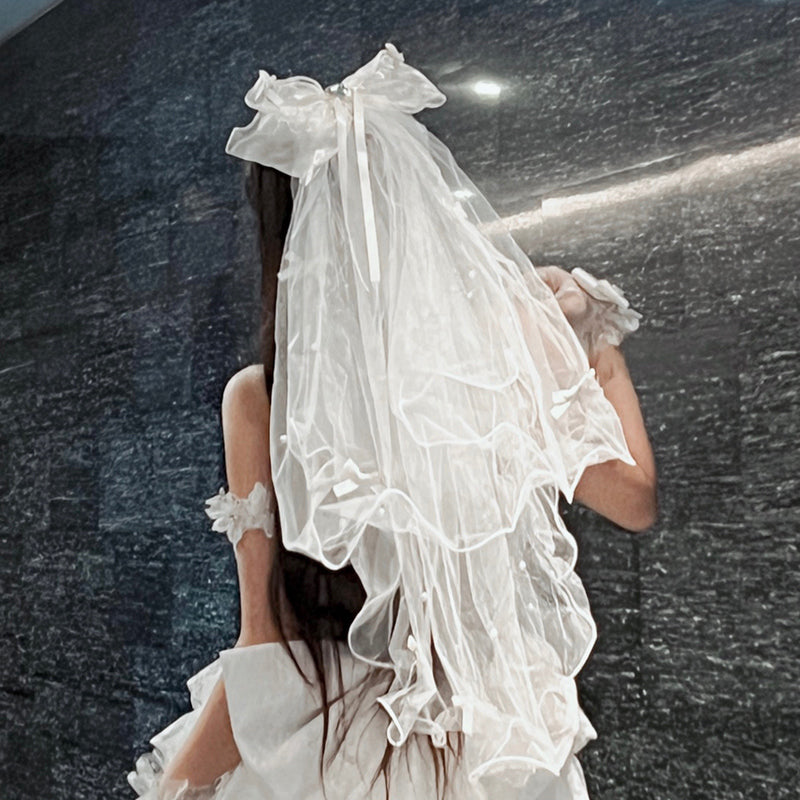 (BFM)Diamond Honey~Pure Love Commemoration~Wedding Lolita Dress Suit Lace Bridal SK Free size White veil 