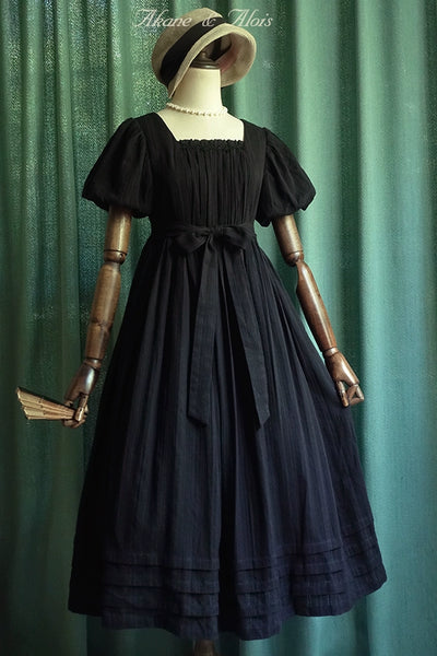 Akane Alois~White Night~Elegant Lolita Black High Waist Dress S black long style 