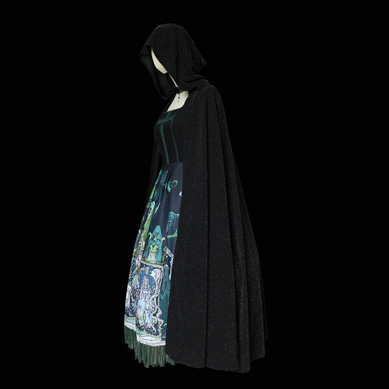 MILU ORIG~Gothic Lolita Long Cloak with Hat Multicolors M black 