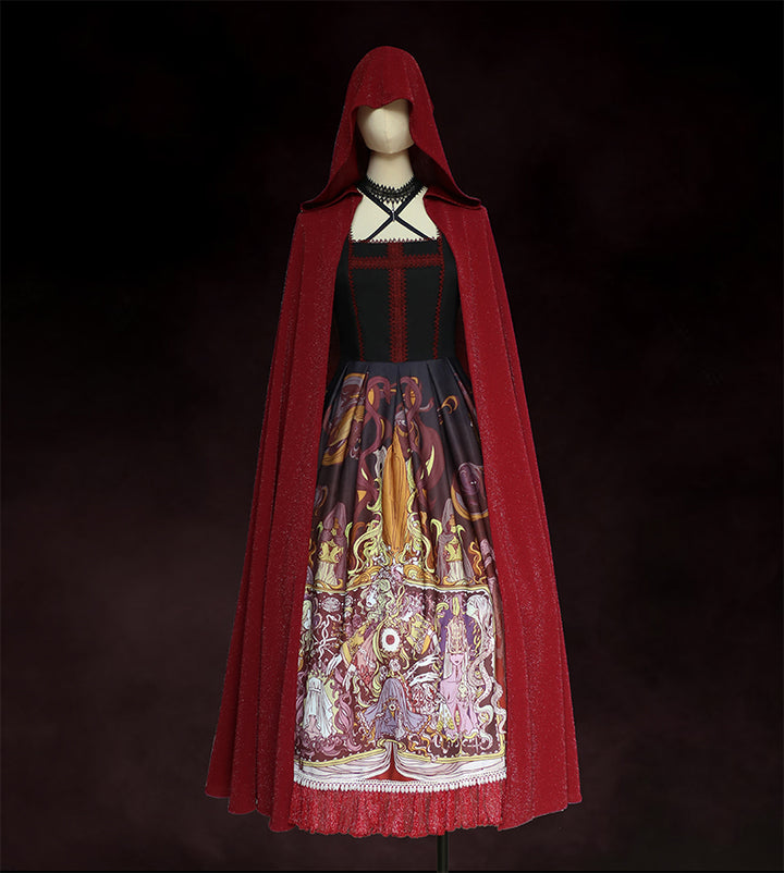 MILU ORIG~Gothic Lolita Long Cloak with Hat Multicolors   