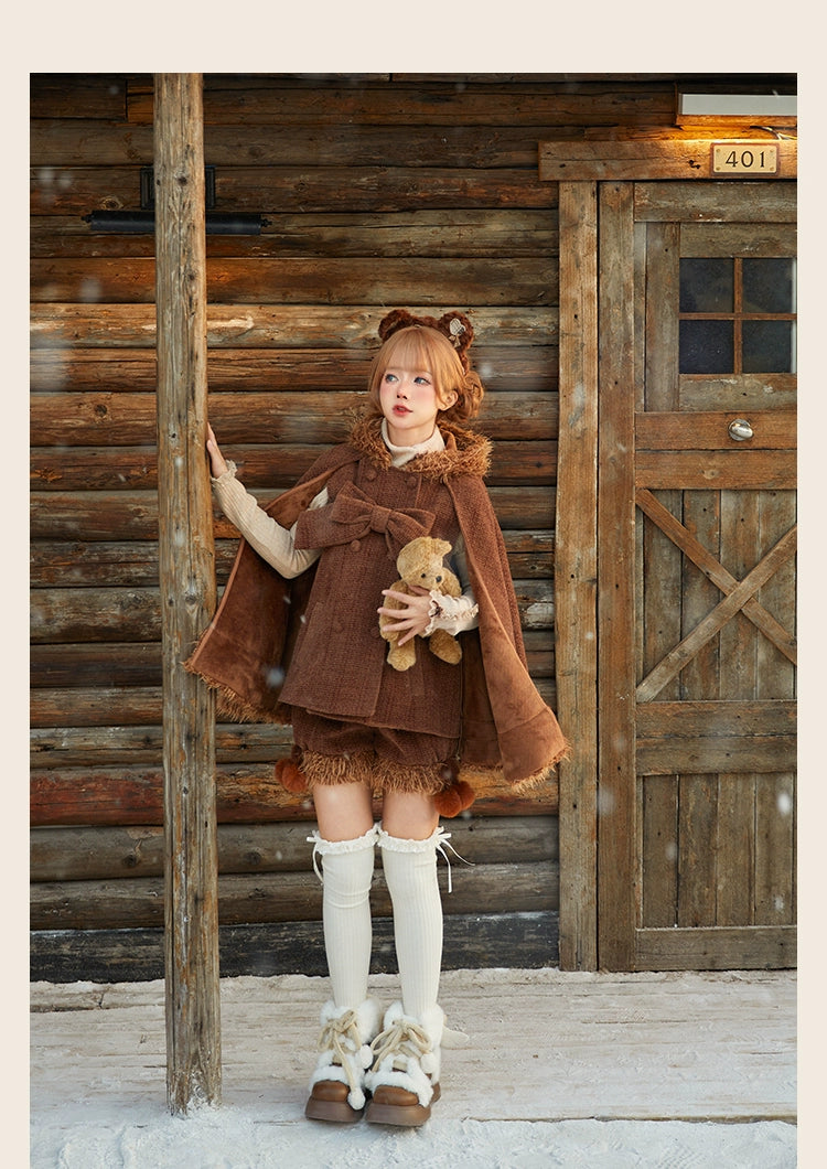 Tan Tuan~Rabbit & Bear~Winter Kawaii Lolita Cape and Shorts