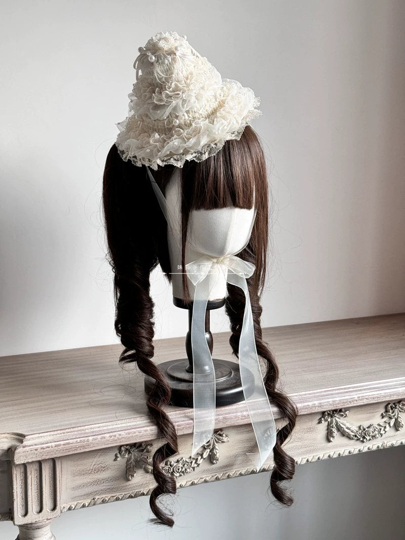 MAID~Elegent Lolita Headband Ivory KC Cake Cap   