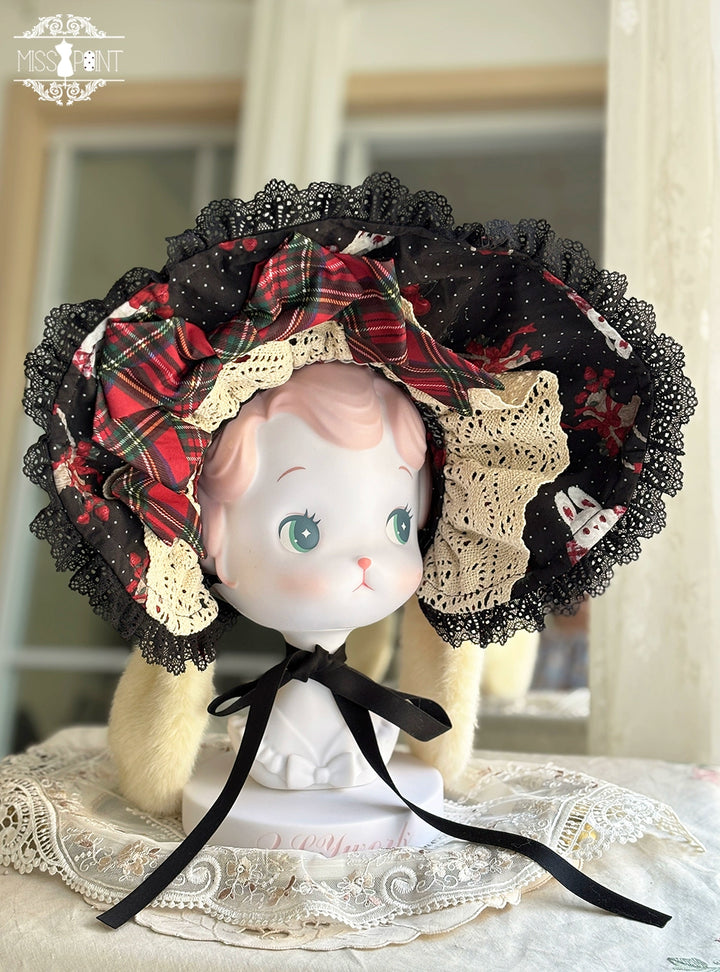 Miss Point~Forest Berry Bunny~Classic Lolita Accessory Cute Rabbit BNT KC and Brooch Black Rabbit Ear BNT Only