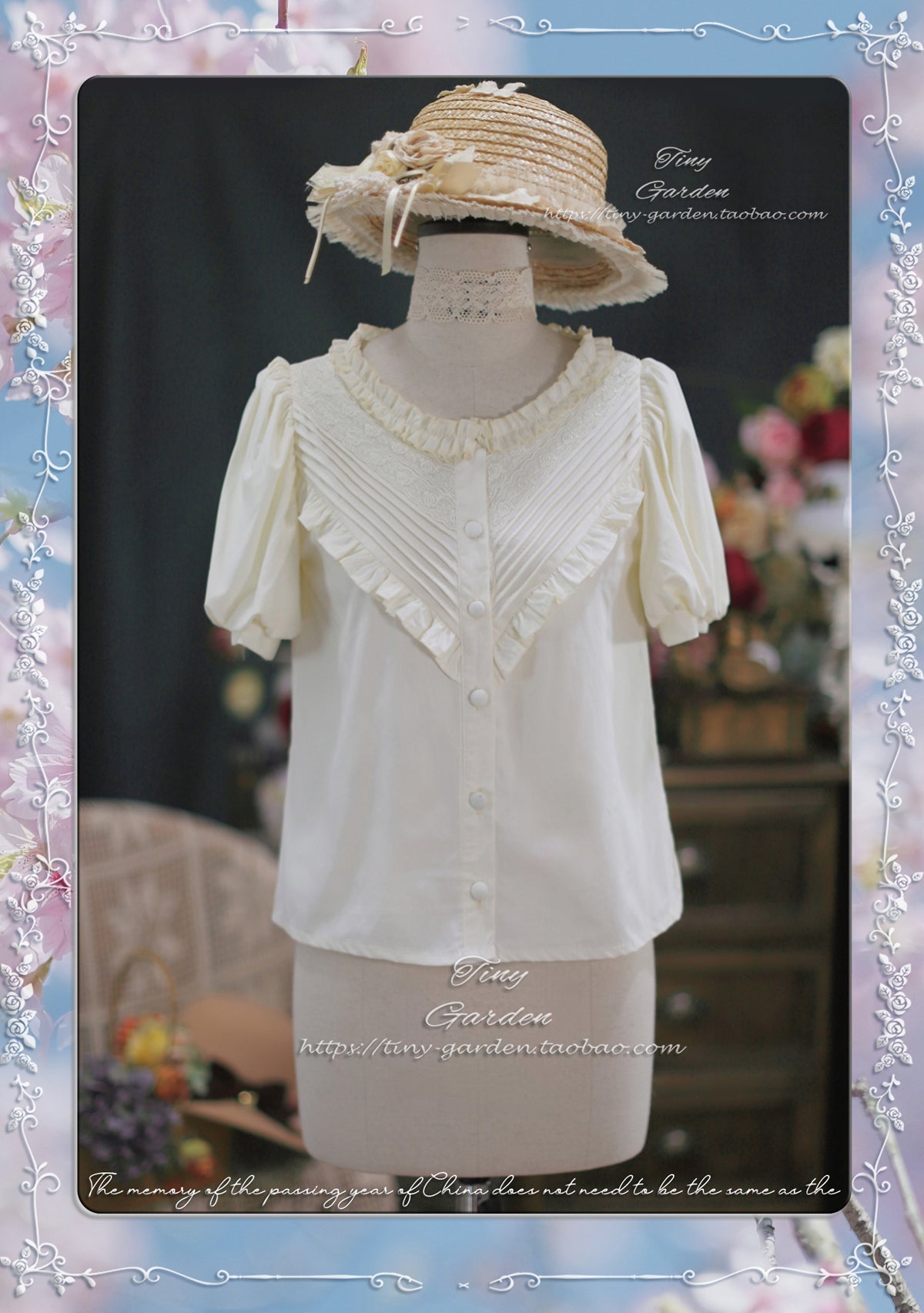 Tiny garden - Elegant Lolita Blouse Short Sleeve Lolita Shirt S Ivory