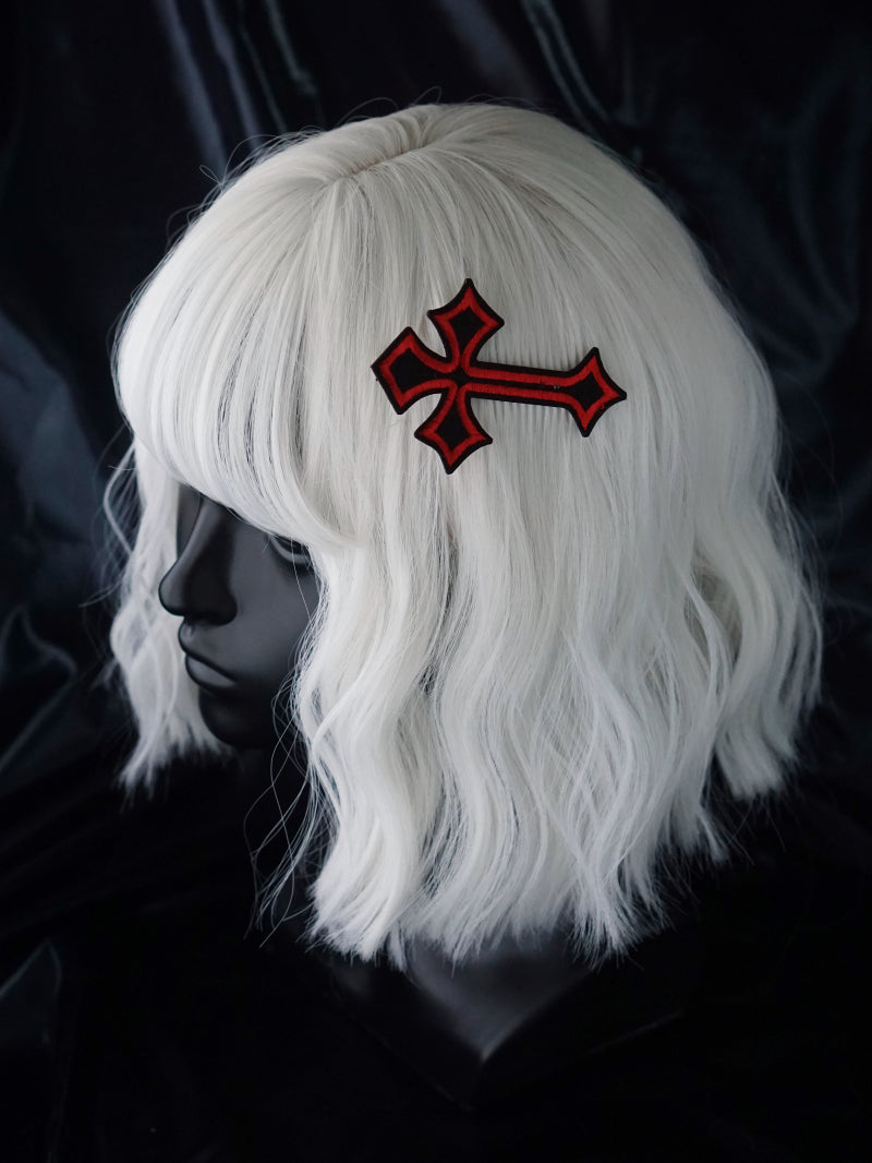 Strange Sugar - Gothic Lolita Cross Shaped Hair Clips red