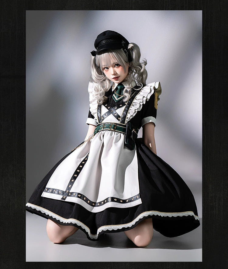 Forest Fluorescent Carps~Girl's Weapon~Military-Inspired Maid Lolita OP Suit