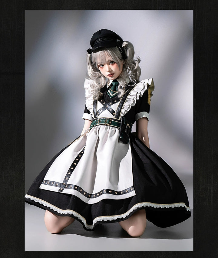 Forest Fluorescent Carps~Girl's Weapon~Military-Inspired Maid Lolita OP Suit