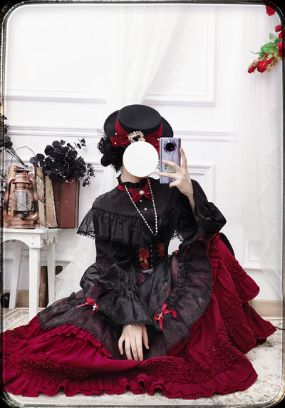 Princess Chronicles~Elegant Lolita Bow Flat Bonnet Handmade   