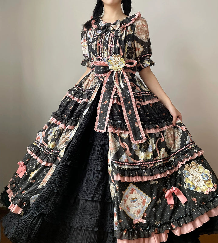 Miss Point~Cat Rose Tea~Elegant Lolita Underskirt Multi-layers Ruffle SK 42136:727357