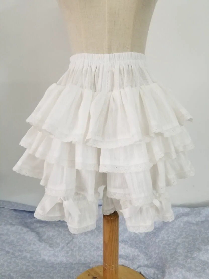 Cotton Lolita Bloomers With Multi-Layer Ruffle Lace Trim 45928:868679