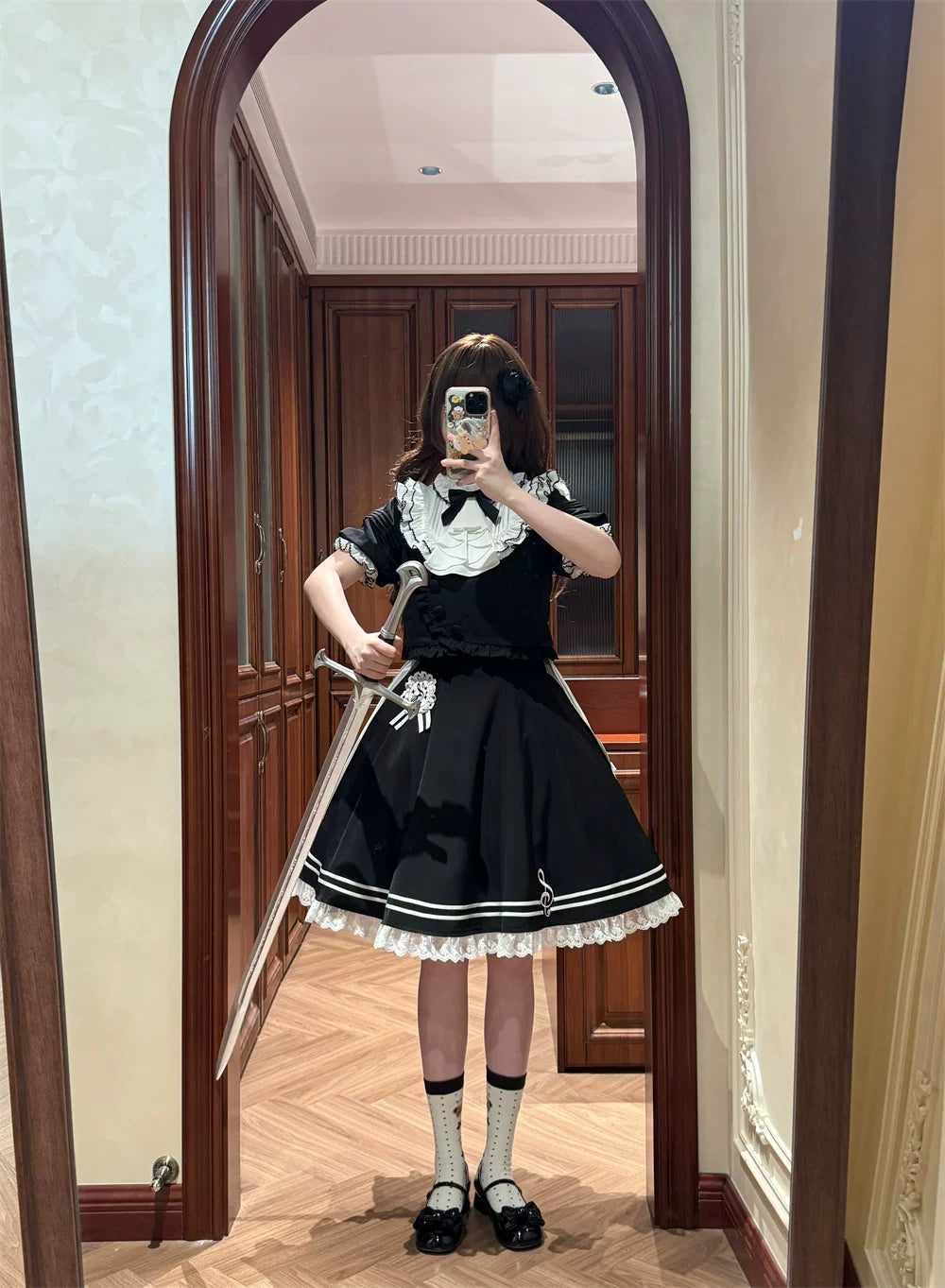 Silent Melody - Ouji Lolita Chiffon Blouse or Musical Note Embroidered Skirt 45484:853535
