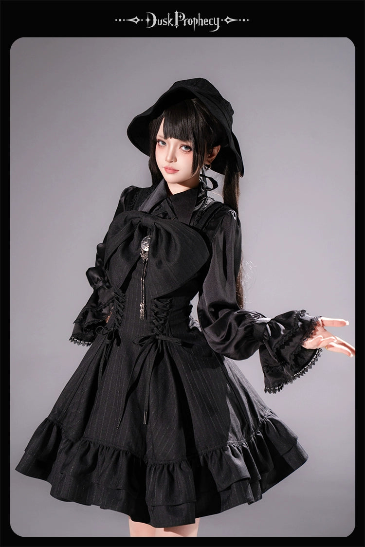 DuskProphecy - Heron - Classic Lolita Striped JSK Dress, Halter Neckline 44313:802928