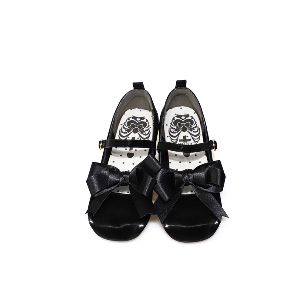 MODO~Beth~Kawaii Lolita Mary Jane Shoes Silk Round Toe 34 Mid heel in black 