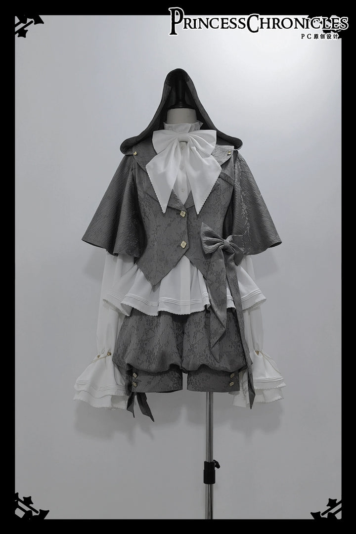 Princess Chronicles~Rabbit Hunting Glacier Gray~Vintage Lolita Grey Coat Kawaii Rabbit Ear Set   