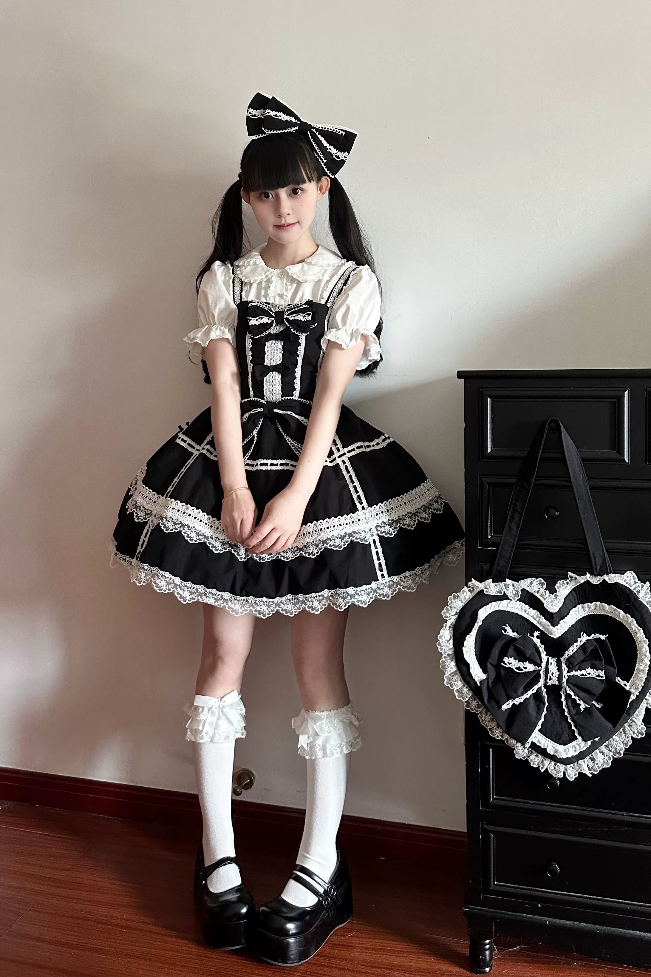 Old Heartache - Cotton Old School Lolita JSK Dress with Bows 45600:854534