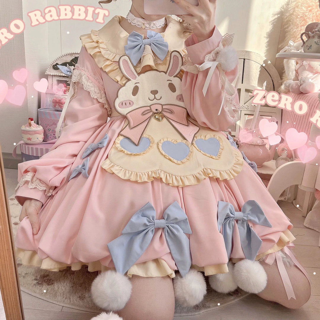 Cute Girl~Zero Card Rabbit~Kawaii Lolita OP Dress Long Sleeve Dress 34768:466262