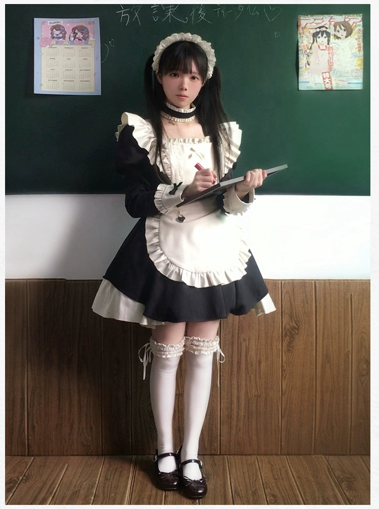 With PUJI - Suki - Maid Lolita OP Set, Detachable Apron, Juliet Sleeve