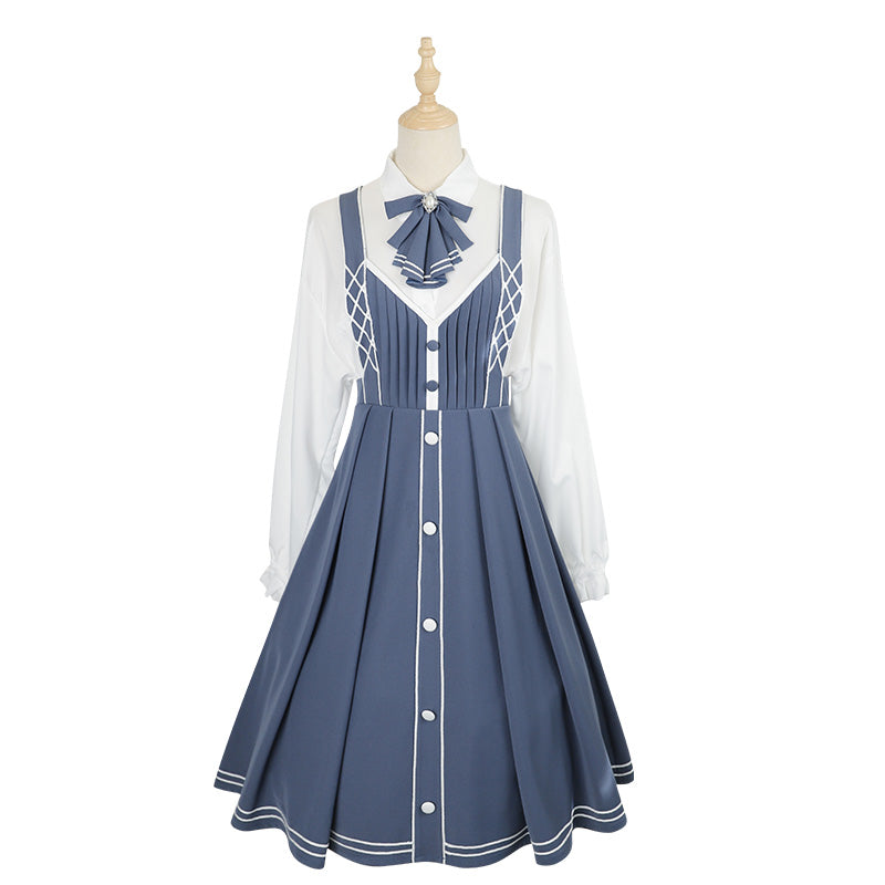 Chunlv Lolita - Book of Lies - Elegant College Style Princess JSK Set S jsk+ bow tie (without shirt)