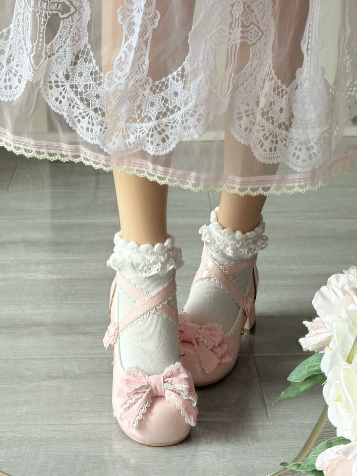 Pure Tea For Dream~Cotton Cutie~Sweet Lolita Shoes Low and Medium Heel Shoes with Bow