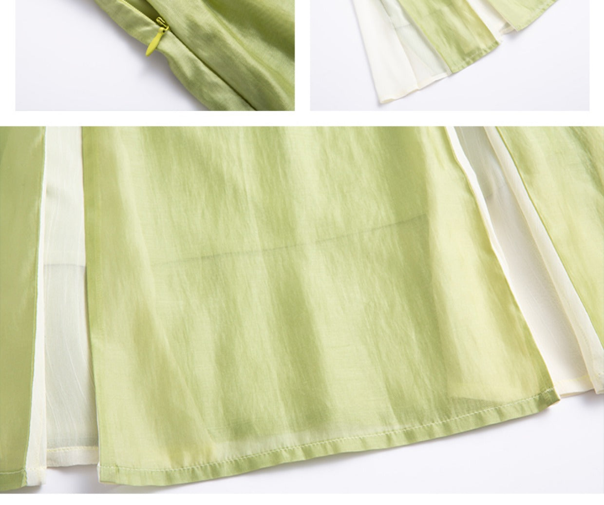 Chixia~Green Plum~Han Lolita Green-White Side Split Skirt Set   
