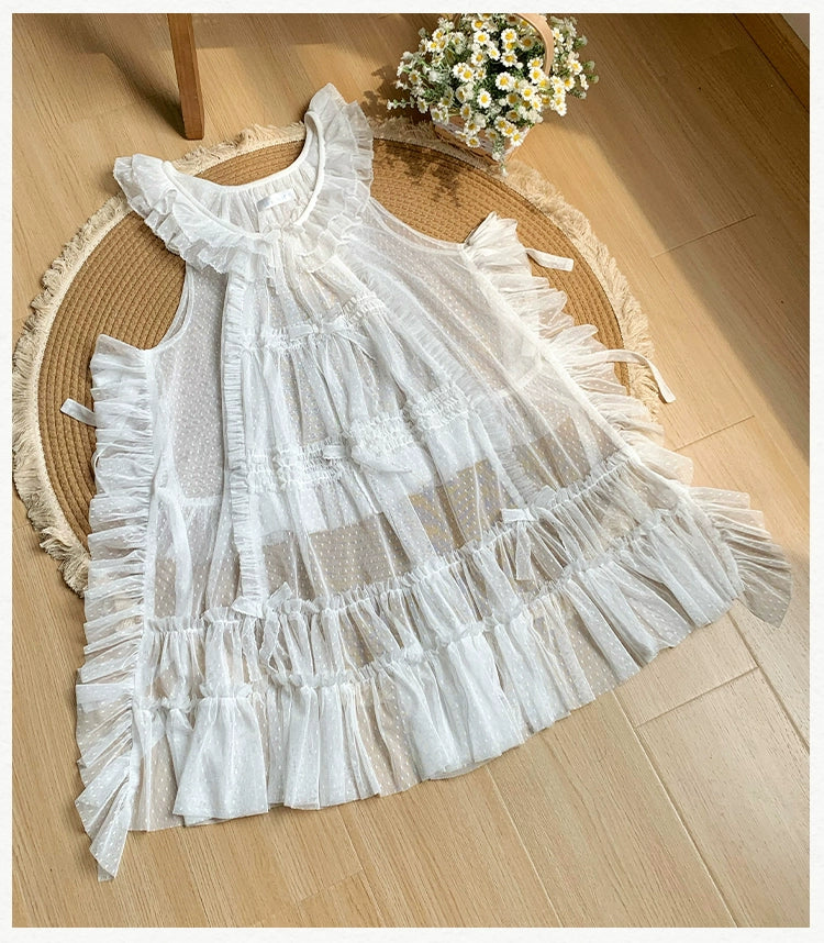 With PUJI~Letters and Poetry~Classic Lolita Tulle Over-Skirt for Summer