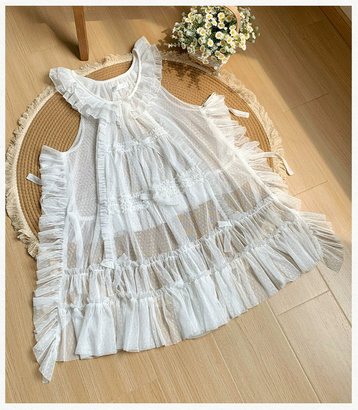 With PUJI~Letters and Poetry~Classic Lolita Tulle Over-Skirt for Summer