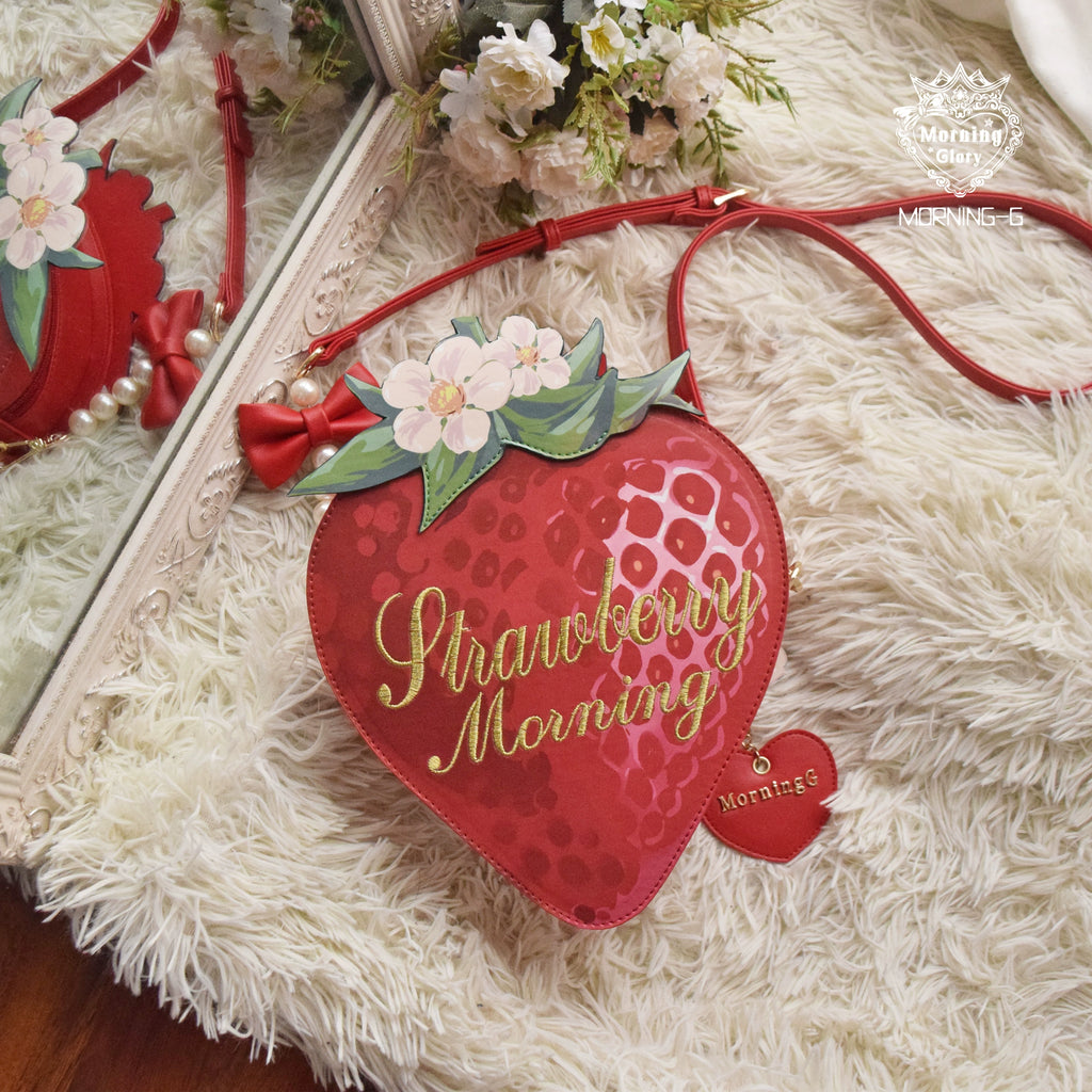 Morning Glory~A Strawberry~Sweet Lolita Crossbody Bag Strawberry Printed Handbag