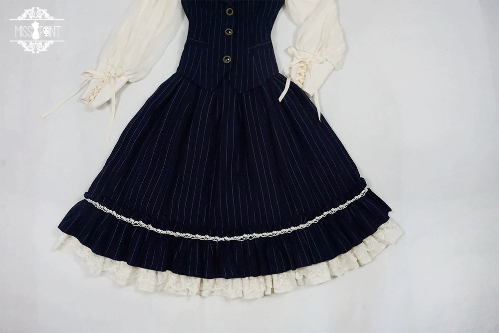 Miss Point~Rose Doll~Elegant Lolita Striped Fishbone Skirt 32524:385258