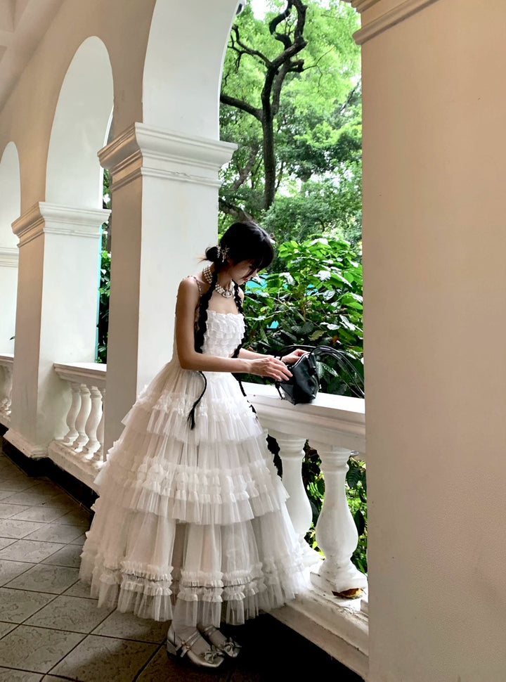 Sara Bell~Hailey~Elegant Lolita JSK Dress with Large Tiered Voile Hem 43090:765179