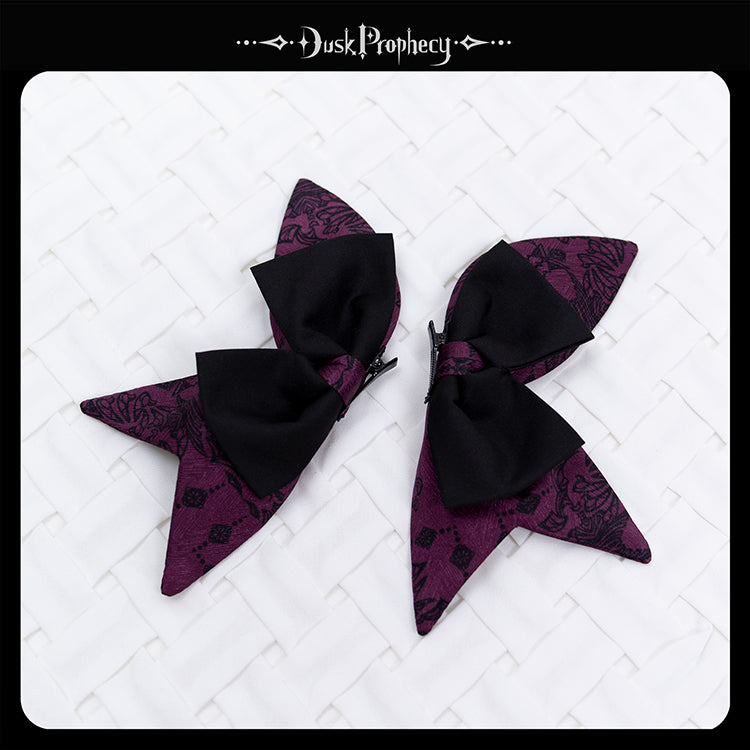 DuskProphecy - Coccyx - Elegant Lolita Hair Accessories Set Multicolors purple a pair of side clips