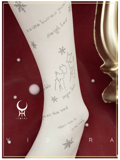 Yidhra~Snow Deer Search~Winter Lolita Pantyhose Kawaii Christmas Pantyhose   