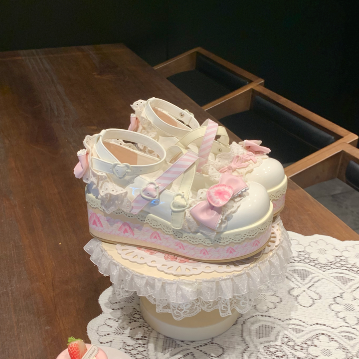 Aimee~Strawberry Limited~Sweet Lolita Platform Shoes Girlish Shoes White 34 