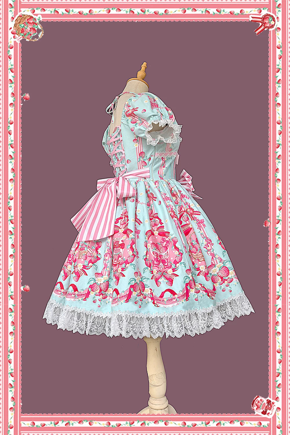 Strawberry Chef - Printed Old School Lolita Dress, Detachable Bows 44505:810386