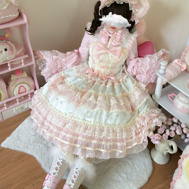 Hanguliang~Star Love Song~Wedding Sweet Lolita JSK Suit Doll-like Dress